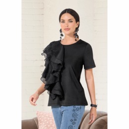 Myla Ruffle Knit Top, , large