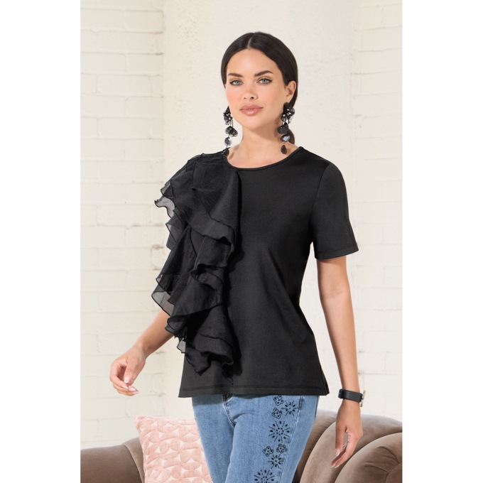 Myla Ruffle Knit Top, , large