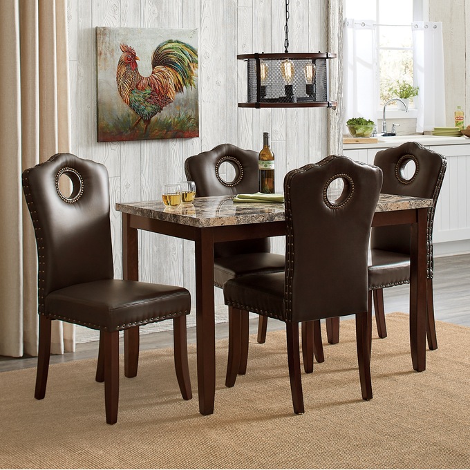 High-Back Dining Chair with Nailhead Trim, , large