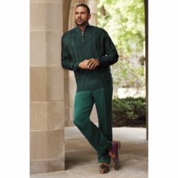 Stacy Adams 1/4-Zip Sweater Pant Set, , large