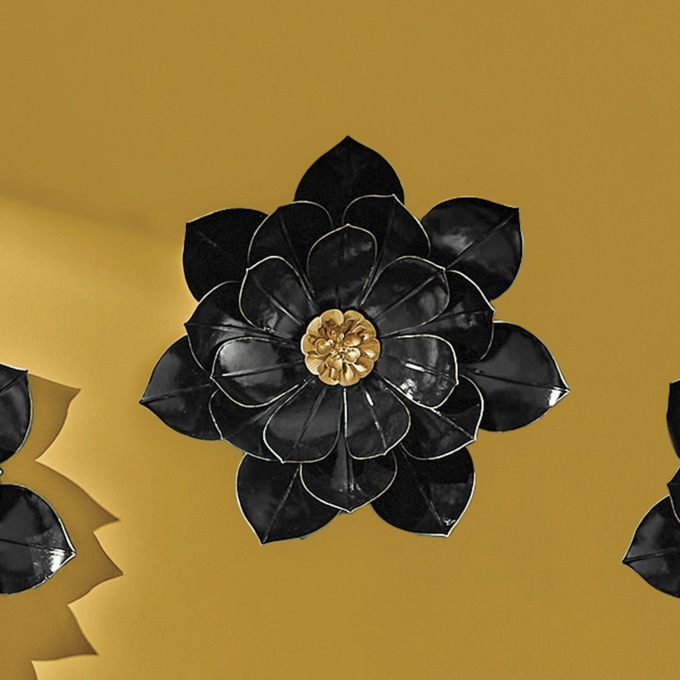 Black Flower Wall Décor, , large