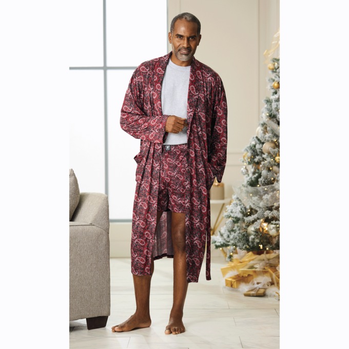 Stacy Adams Collar Knit Robe, , large