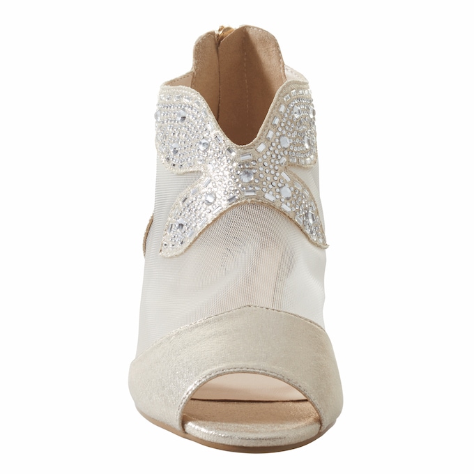 Mesh & Bling Women's Shootie with Silvery Accents, Beads & Sequins & 1.5&rdquo; Heel, , large