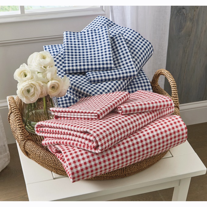 250-Thread Count Cotton Gingham Sheet Set, Red, large