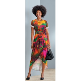 Faux-Wrap Maxi Dress, , large