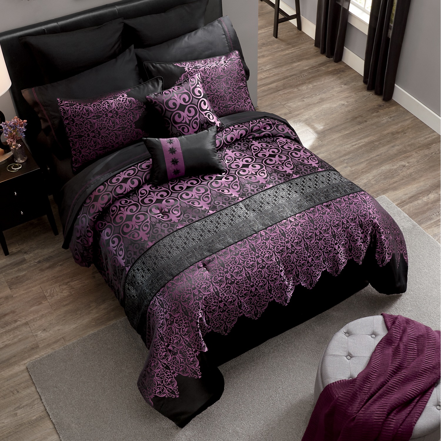 Kismet Woven Jacquard Comforter Set, 10 Pieces Midnight Velvet