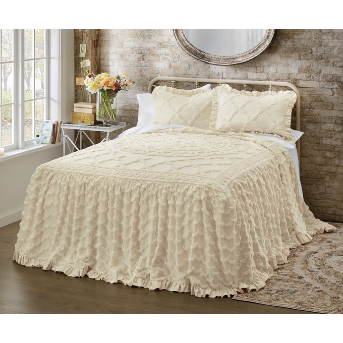 Angelica Ruffle Chenille Bedspread, , large