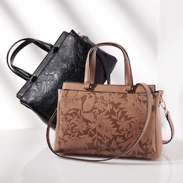 Salome Floral Satchel with Zip Closure and Crossbody Strap, , large