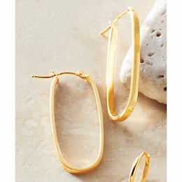 10K Gold Oval 29mm Hoops, , large