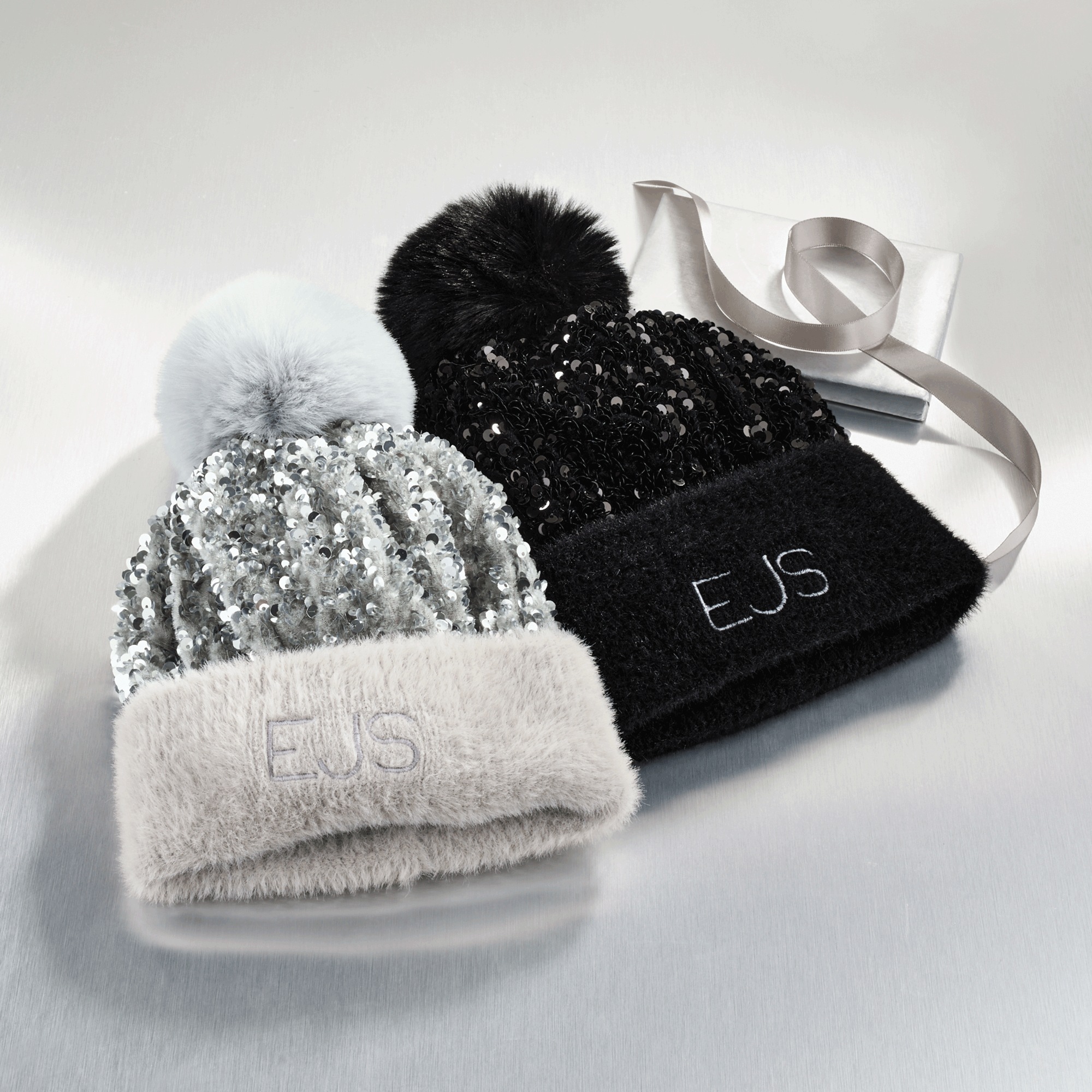 Sequin Beanie, Black, large