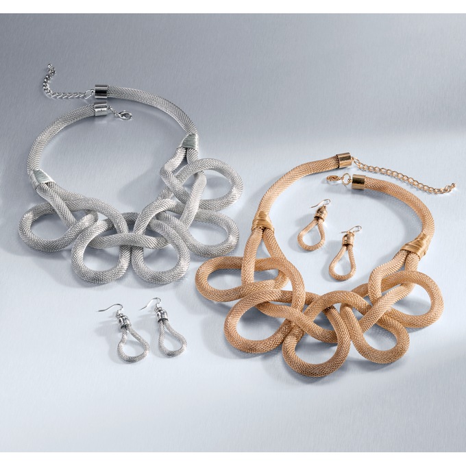 Mesh Loop Necklace and Earring Set, , large