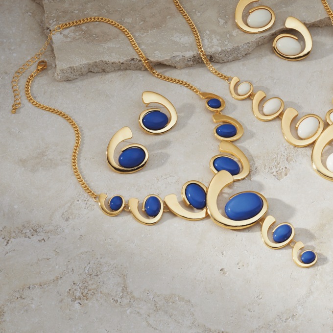 Color Swirl Necklace & Earring Set, , large