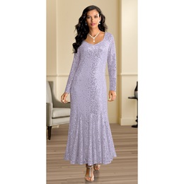 Sylvie Sequin Lace Gown, , large