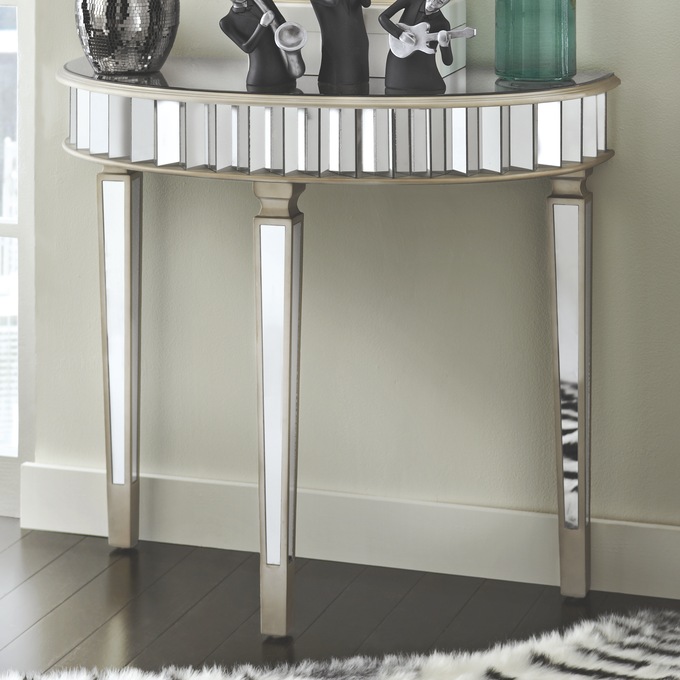 Mirrored HalfRound Table Midnight Velvet