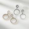 Faux Pearl Crystal Circle Drop Earrings, , large