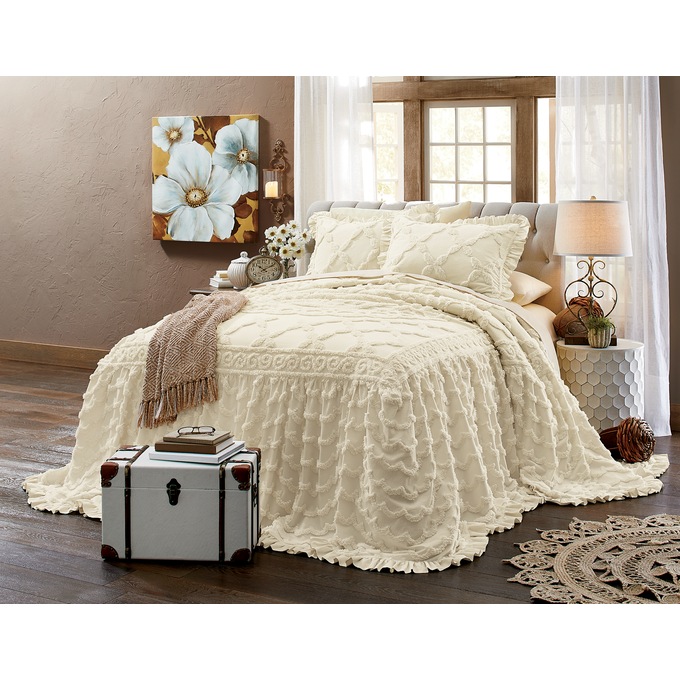 Angelica Ruffle Chenille Bedspread, , large