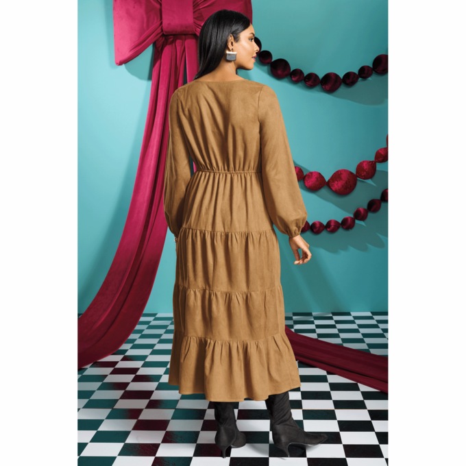Kristia Faux-Suede A-Line Dress, , large