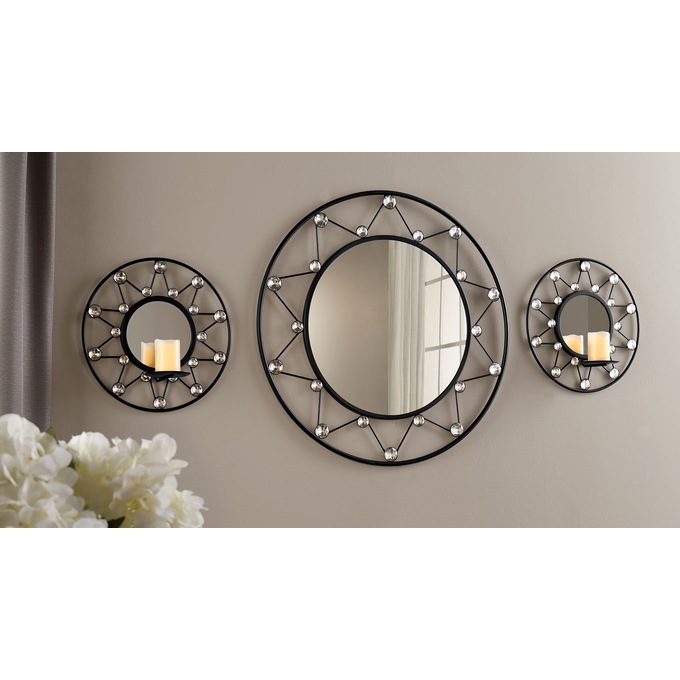Round Gem Mirrored Sconce, , large