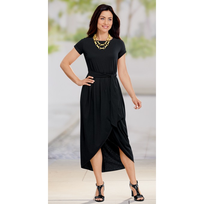 Faux-Wrap Maxi Dress, , large