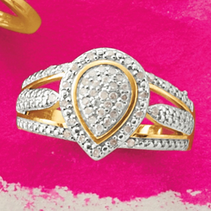 Diamond Teardrop Ring, , large