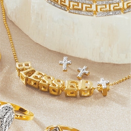 Diamond Blessed Necklace and Earring Set, , large