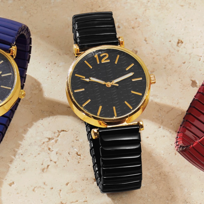 Ladies' Embellished Dial/Stretch-Band Color Watch, , large