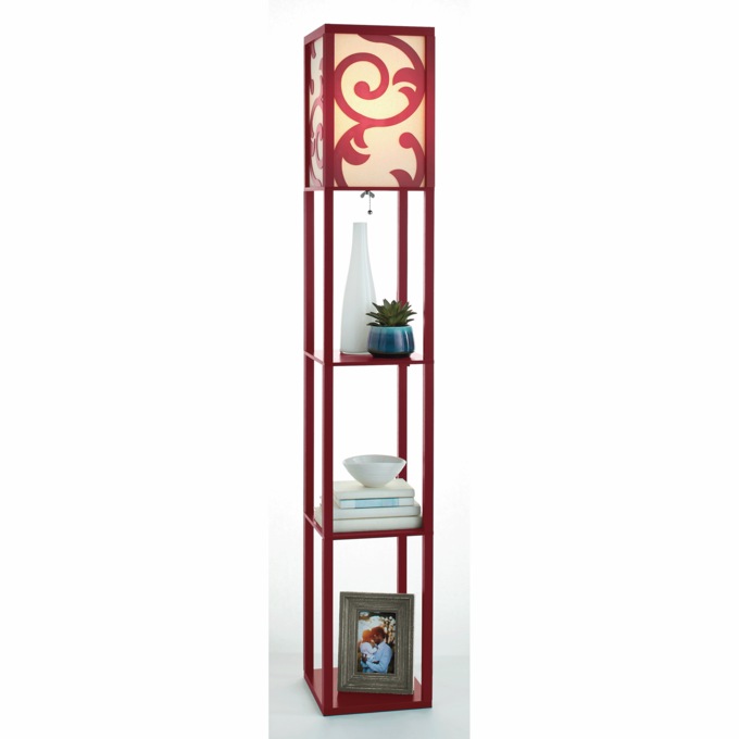 Lau Floor Lamp with Shelves, Red, large
