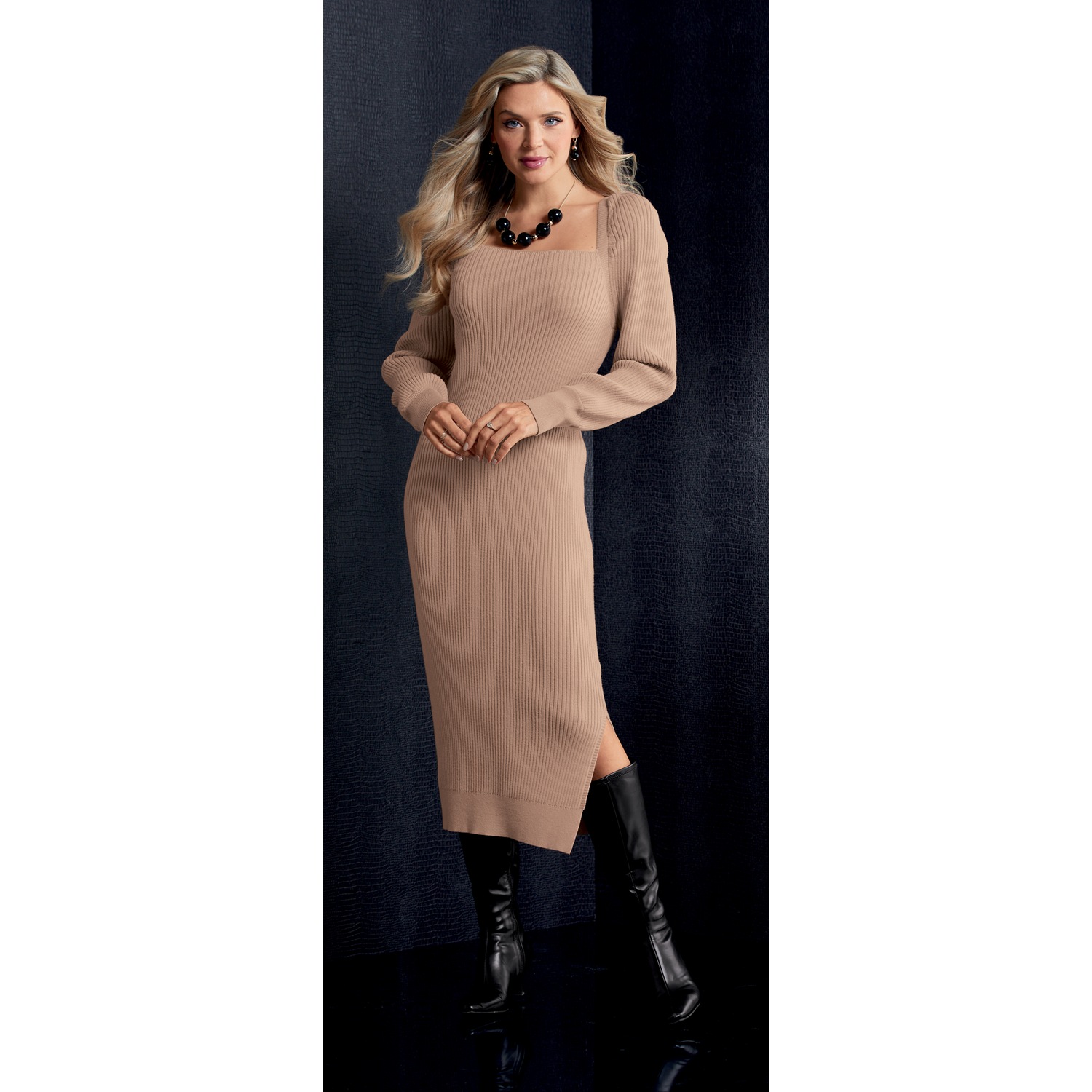 knitted dress nakd Knit Off-Shoulder Sweater Maxi Dress main image 1