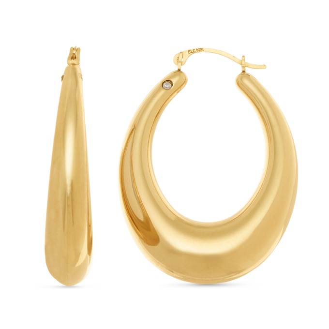 Polished Oval Hoop Earrings, , large