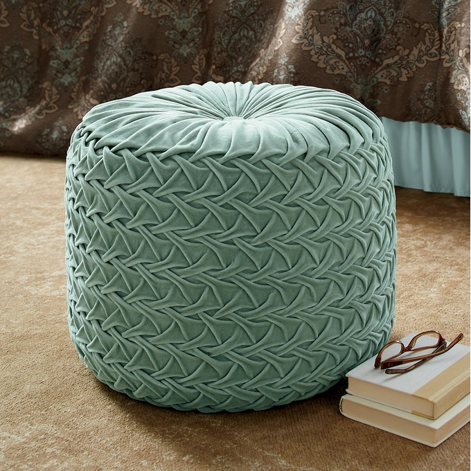 Winslow Smocked Pouf, , large