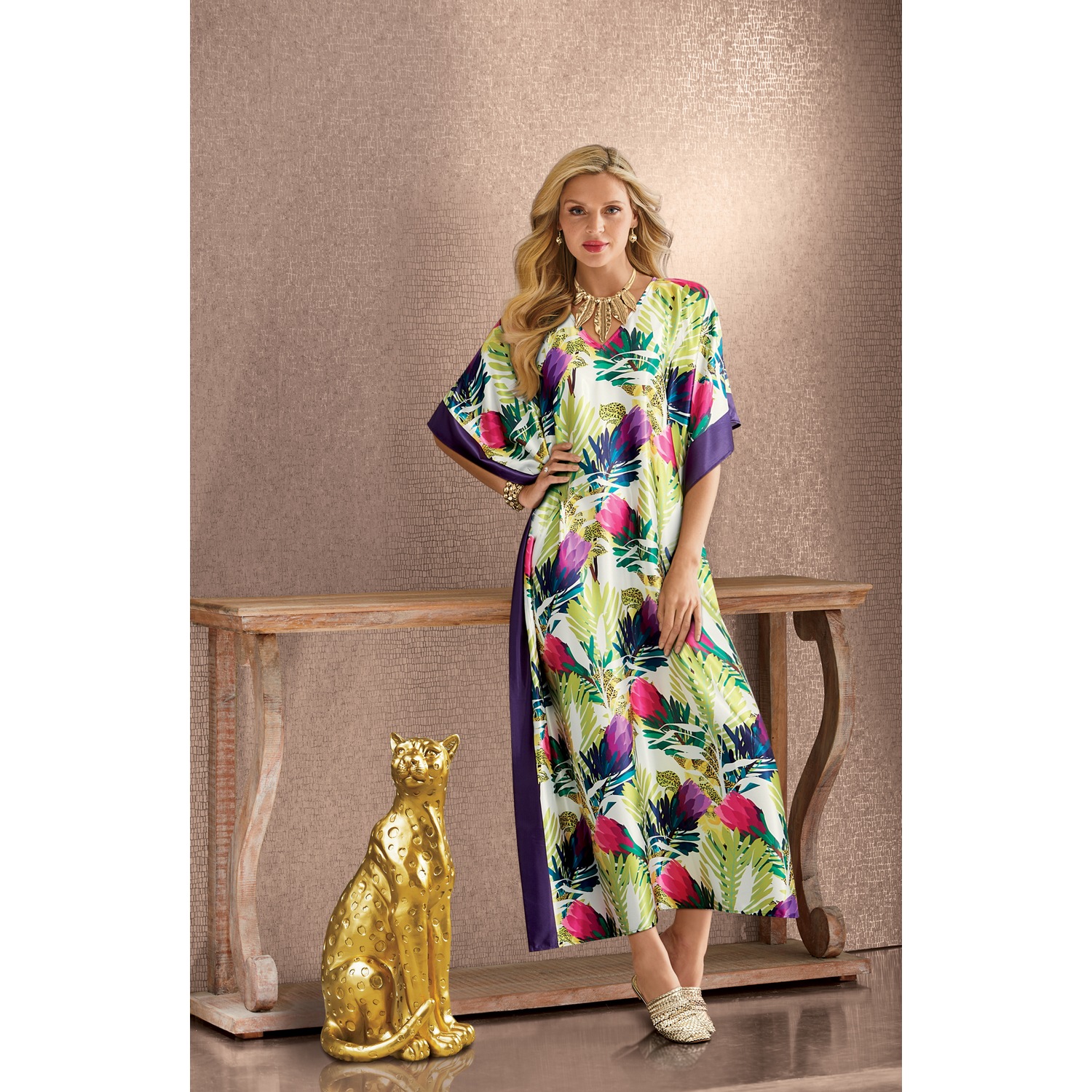 Fresh Blooms Floral Caftan Midnight Velvet