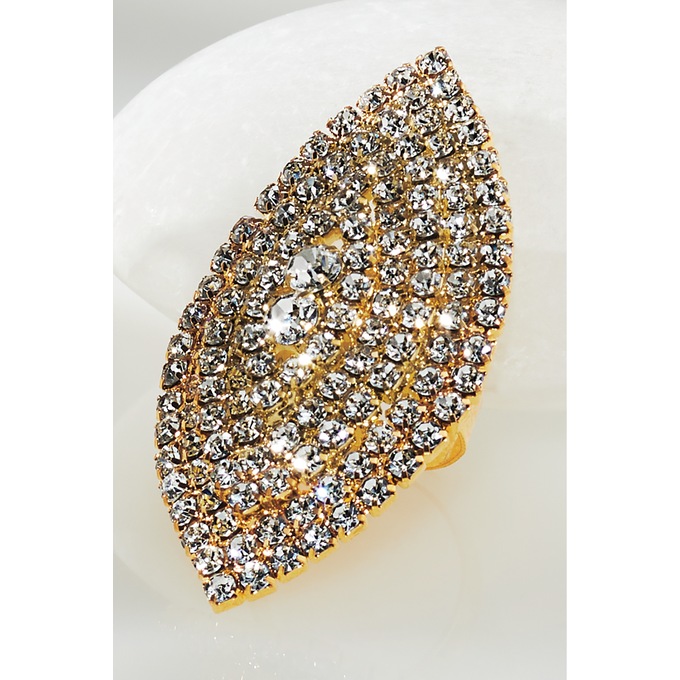 Crystal Marquise Cluster Ring, Clear Goldtone, large