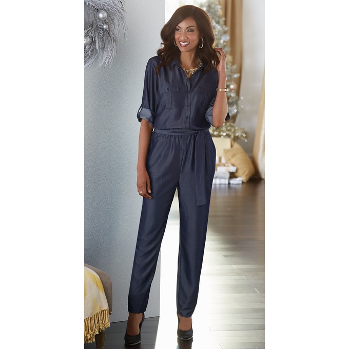 Denim Look Jumpsuit By Steve Harvey Midnight Velvet