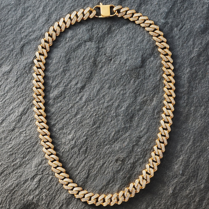 Men's Majesty Divine Ice Stainless Steel Simulated Diamond Necklace, , large