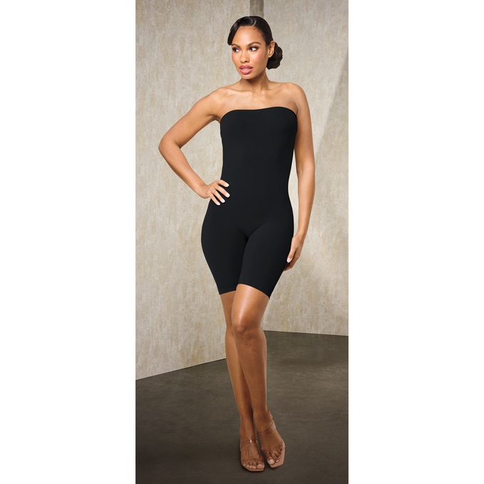 Tube-Top Strapless Bike-Short Body Stocking, , large