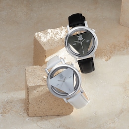 Triangle Face Watch with Leather Band, , large