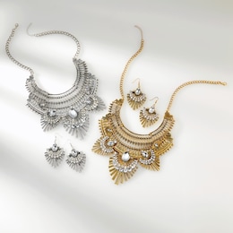 Crystal Vintage-Style Necklace &amp; Earring Set, , large