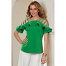 Nina Ruffled Top with Flutter Sleeves and Strappy Cold Shoulders, Jolly Green, large