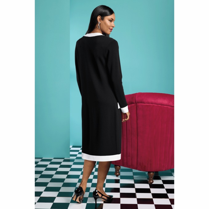 Lanora Colorblock Jacket Dress, Black White, large
