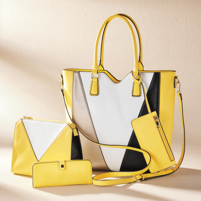 Colorblock Bag 4-Piece Set, , large