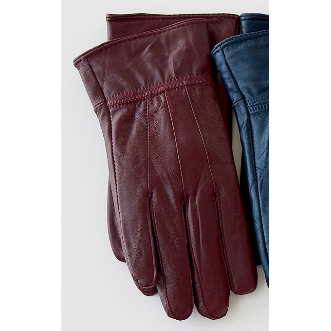 Classic Cinched Leather Gloves, , large