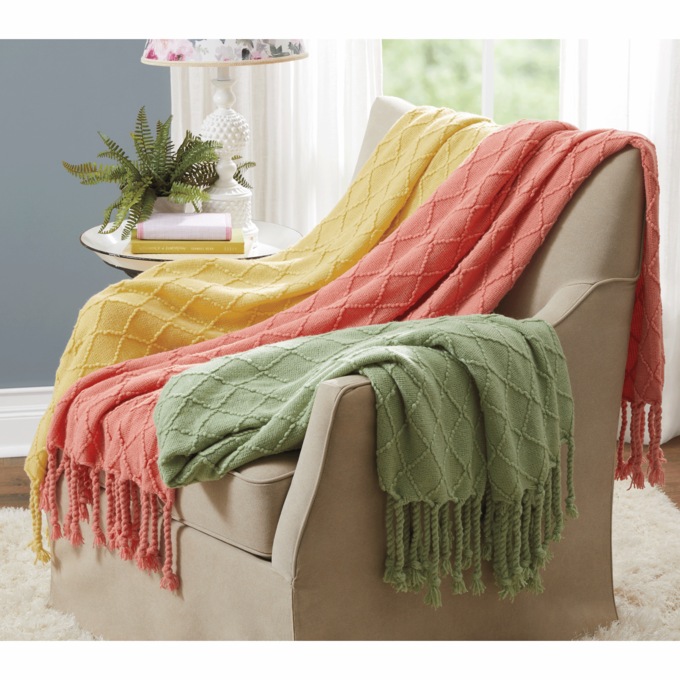 Diamond Textured Throw, Leaf, large