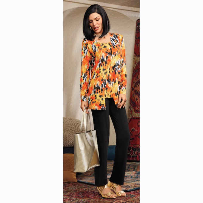 Melora 3-Piece Women's Pant Outfit with Cardigan and Tank, , large