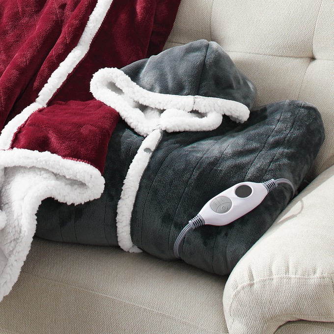 Westinghouse Heated Flannel Sherpa Wrap Throw, , large