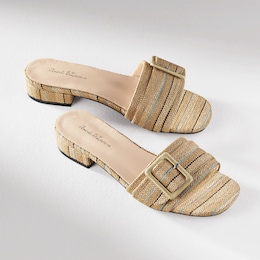 Amanda D'laurie Linen Buckle Slide, , large