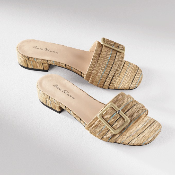 Amanda D'laurie Linen Buckle Slide, , large