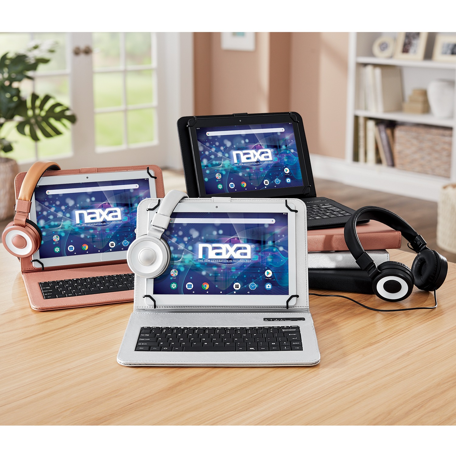 Naxa 10" Tablet with Keyboard and Headphones Midnight Velvet