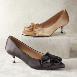 Amanda D&rsquo;laurie Ruffle Kitten Heel for Women in Satin with 2&rdquo; Dual-Finish Heel, , large