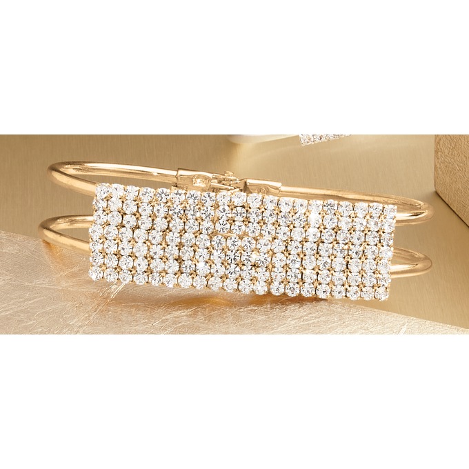 Crystal Bangle, Goldtone, large