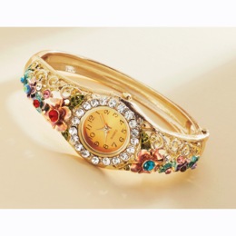 Ladies&#39; Floral Multi-Crystal Watch, , large